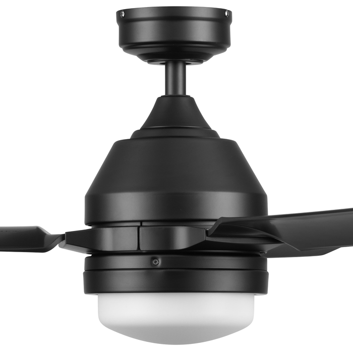 54" Honeywell Port Isle Matte Black Ceiling Fan with Light and Remote