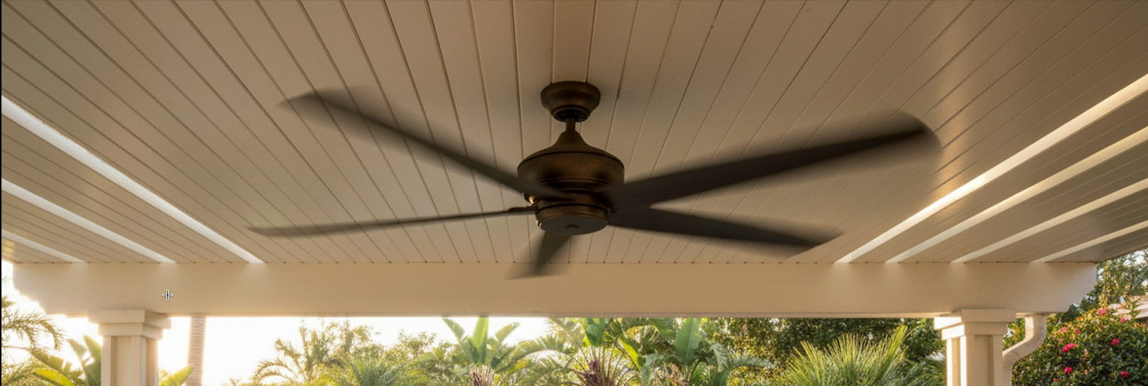 Outdoor ceiling fan running