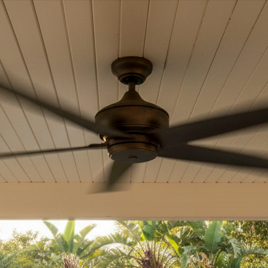 Outdoor ceiling fan running