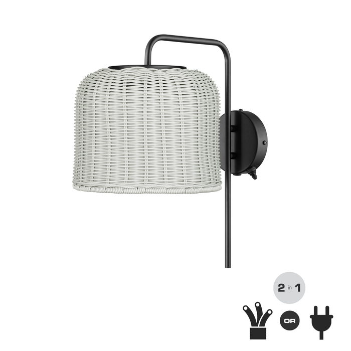 1 Light Outdoor Wall Matte Black with Light Gray Shade