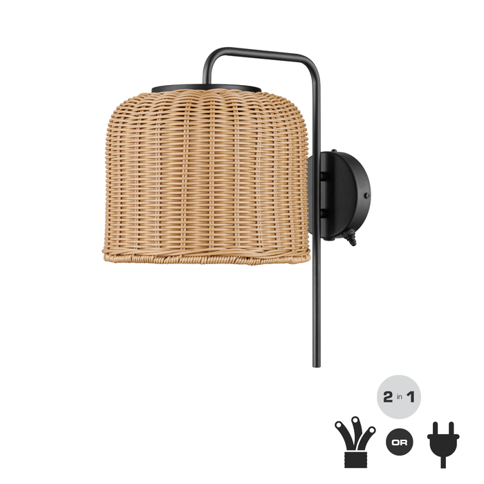 1 Light Outdoor Wall Matte Black with Beige Shade