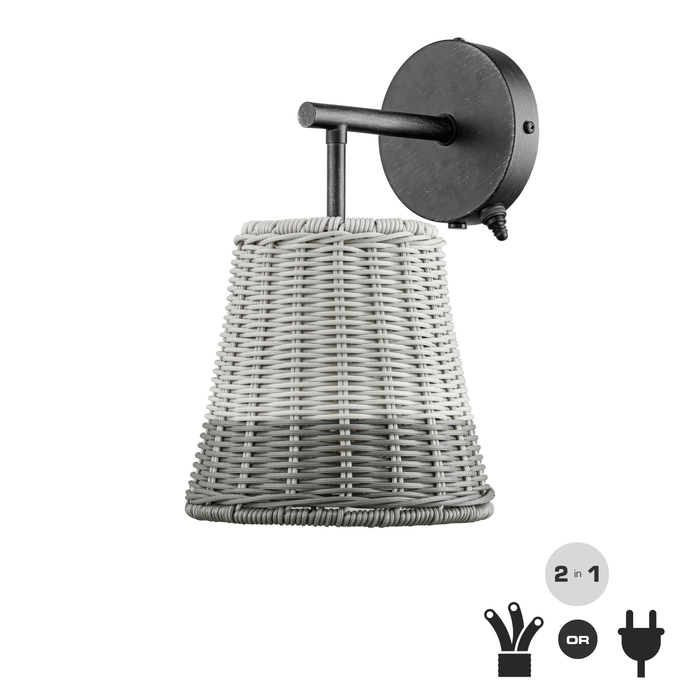 1 Light Outdoor Wall Aged Pewter with 2 Tone Gray Shade