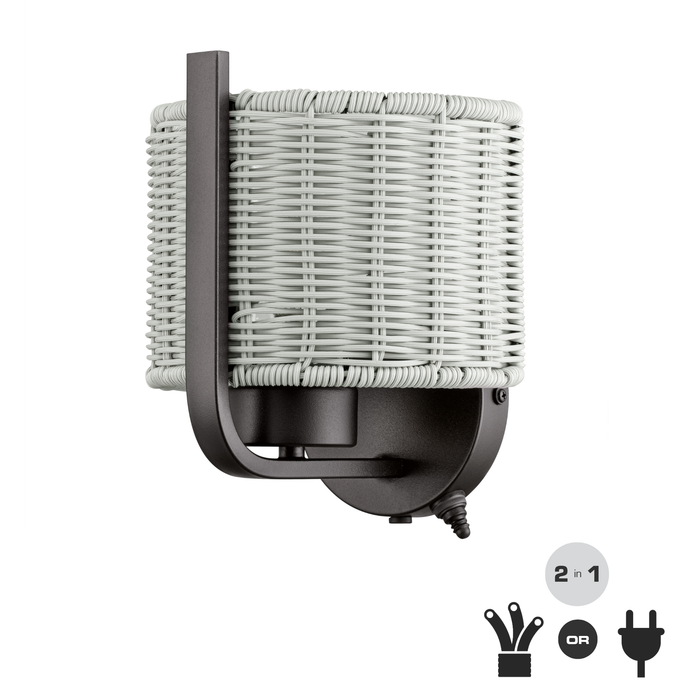 1 Light Outdoor Wall Bronze with Light Gray Shade