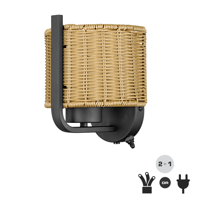 1 Light Outdoor Wall Matte Black with Beige Shade