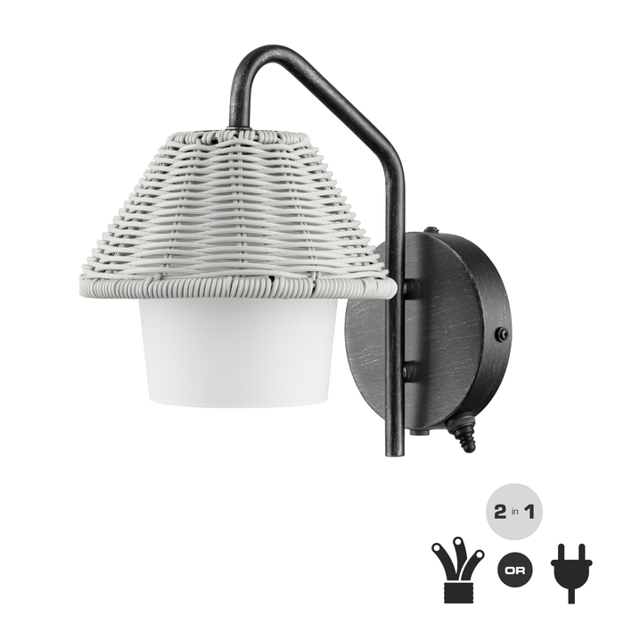 1 Light Outdoor Wall Bronze with Light Gray and White Shade