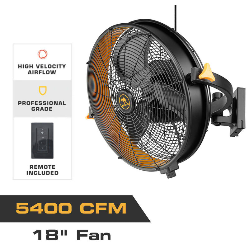 MULE Wet-Rated Garage/Outdoor Wall Fan XL with Remote