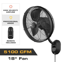 MULE Oscillating Wet-Rated Wall Fan XL with Remote