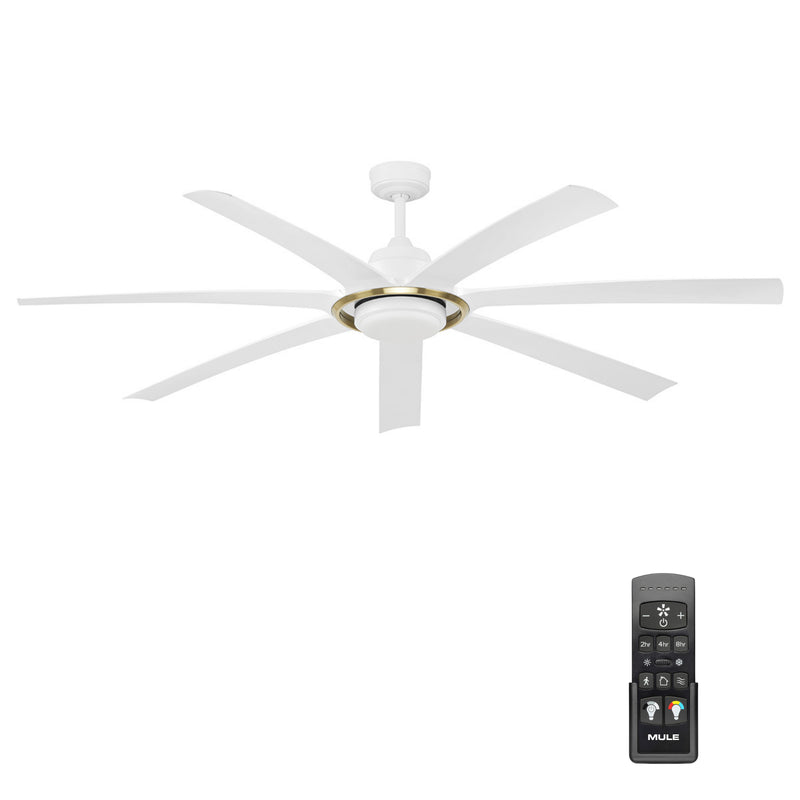 70 Inch MULE Sterling White and Gold Indoor/Covered Outdoor Ceiling Fan