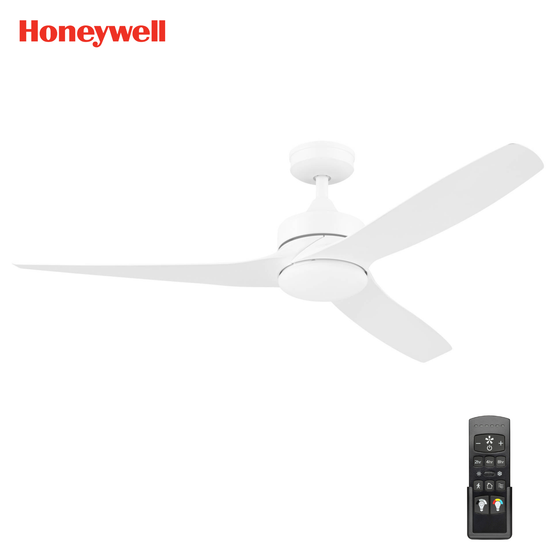 52 Inch Honeywell Lynton White Ceiling Fan with Light and Remote
