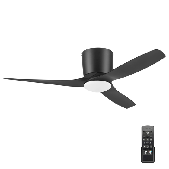 52 Inch Honeywell Lynton Matte Black with Light Ceiling Fan and Remote