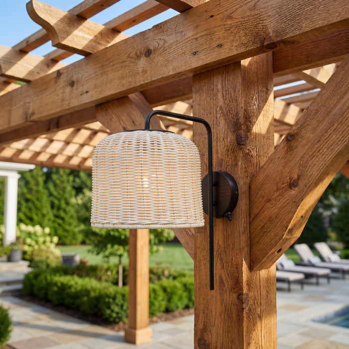 1 Light Outdoor Wall Matte Black with Light Gray Shade