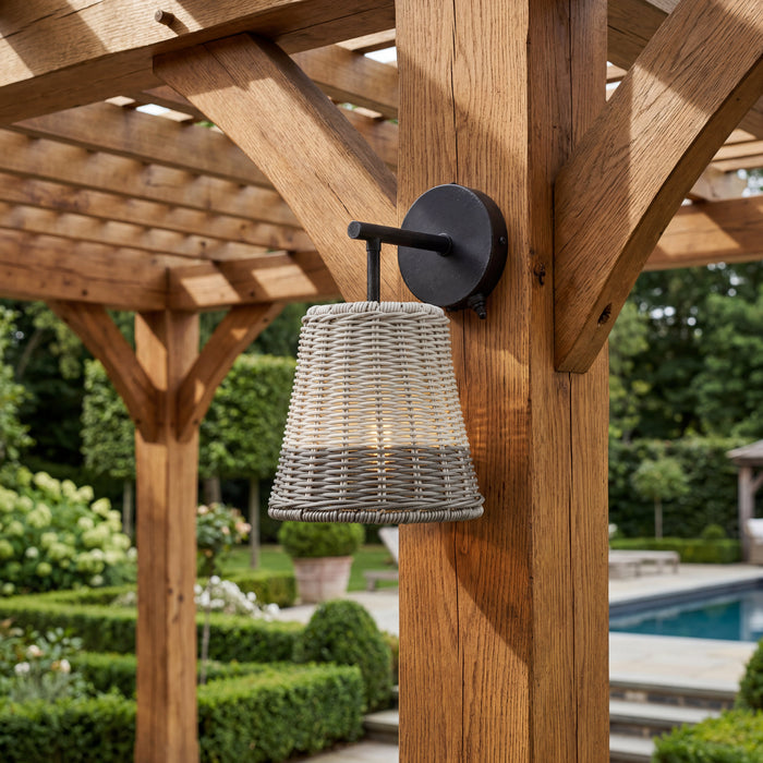 1 Light Outdoor Wall Aged Pewter with 2 Tone Gray Shade