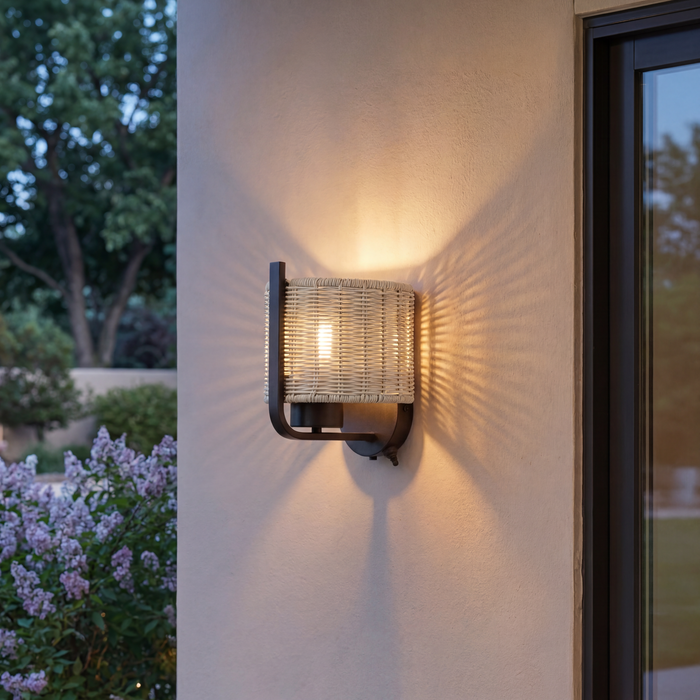 1 Light Outdoor Wall Bronze with Light Gray Shade