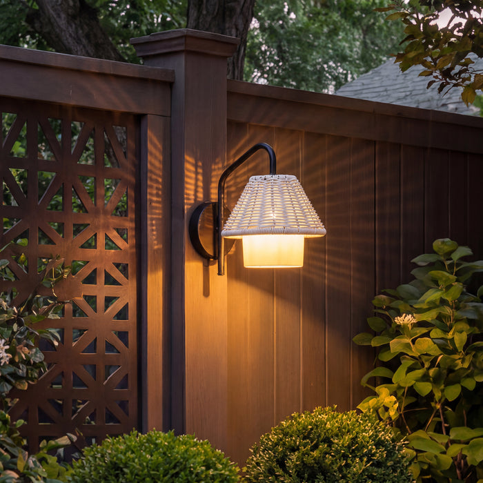 1 Light Outdoor Wall Bronze with Light Gray and White Shade