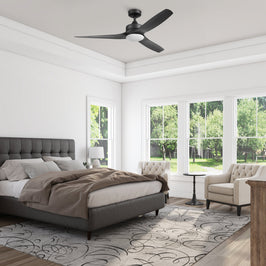 52 Inch Honeywell Lynton Matte Black Ceiling Fan with Light and Remote