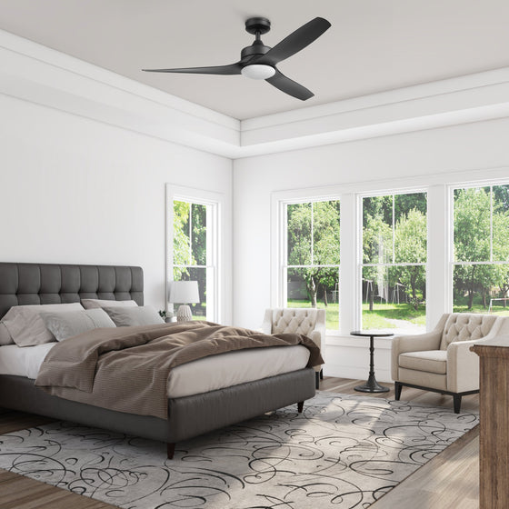 52 Inch Honeywell Lynton Matte Black Ceiling Fan with Light and Remote