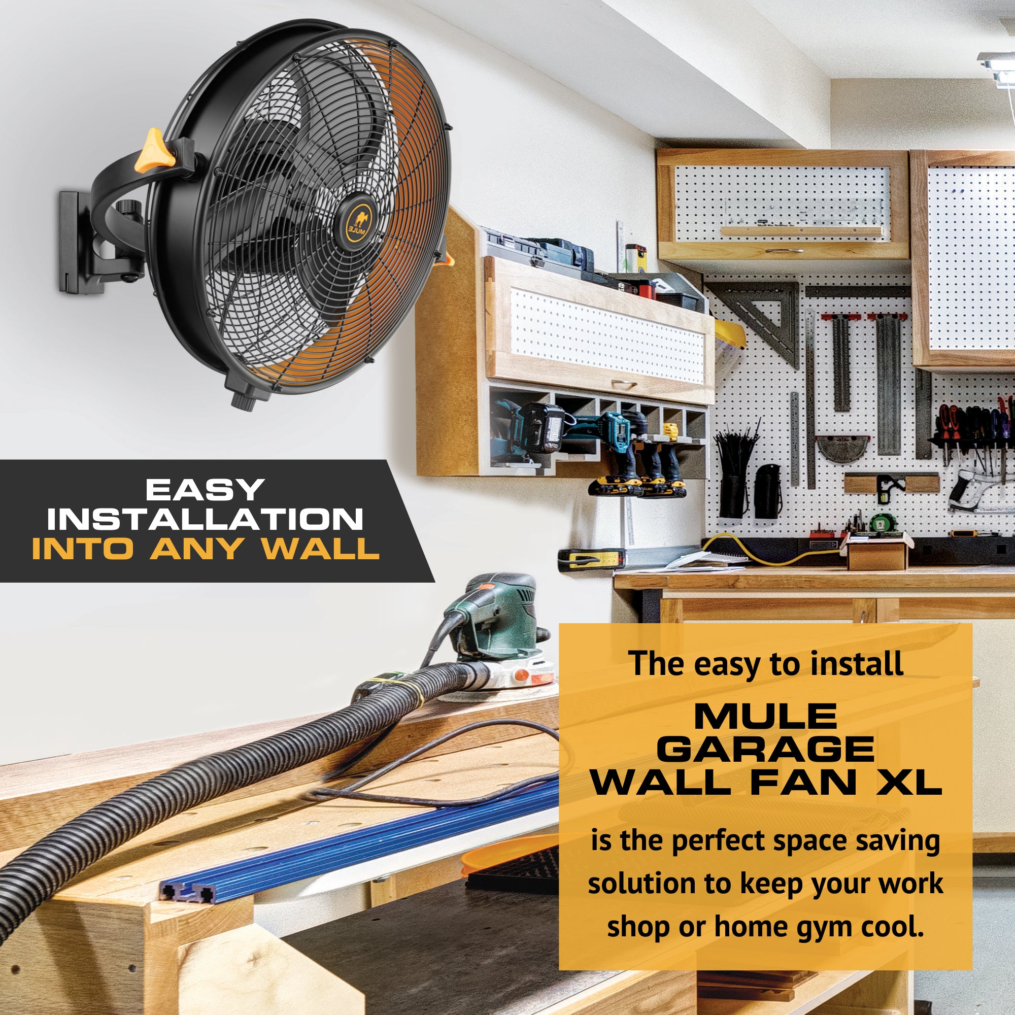 MULE Wet-Rated Garage/Outdoor Wall Fan XL with Remote