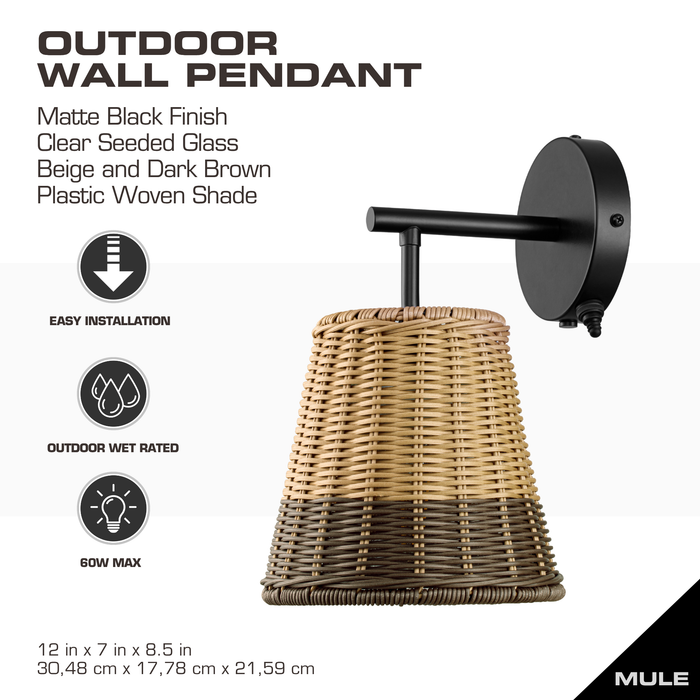 1 Light Outdoor Wall Aged Pewter with 2 Tone Gray Shade