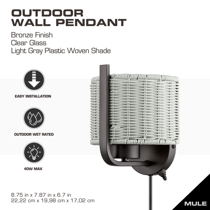 1 Light Outdoor Wall Bronze with Light Gray Shade