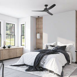 52 Inch Honeywell Lynton Matte Black Ceiling Fan with No Light and Remote