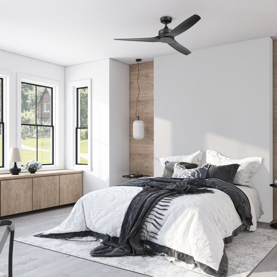 52 Inch Honeywell Lynton Matte Black Ceiling Fan with No Light and Remote