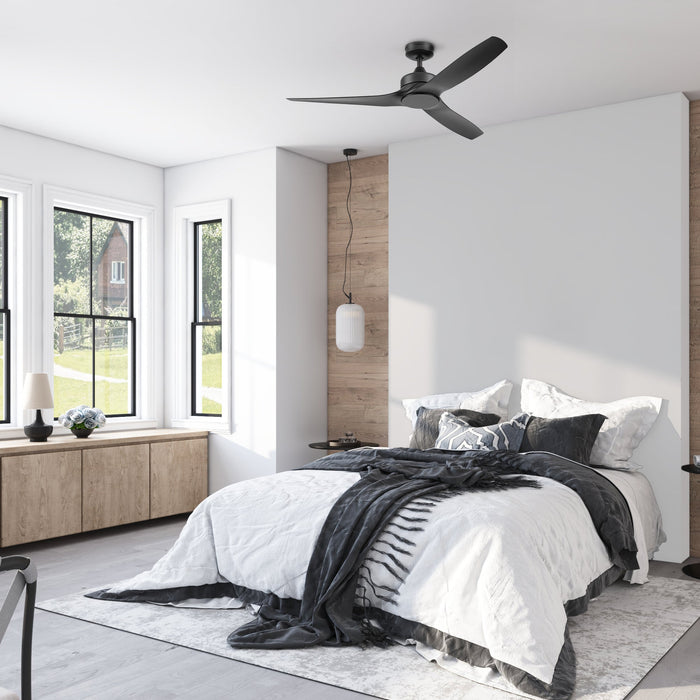 52 Inch Honeywell Lynton Matte Black Ceiling Fan with No Light and Remote
