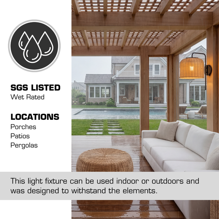 1 Light Outdoor Wall Matte Black with Beige Shade