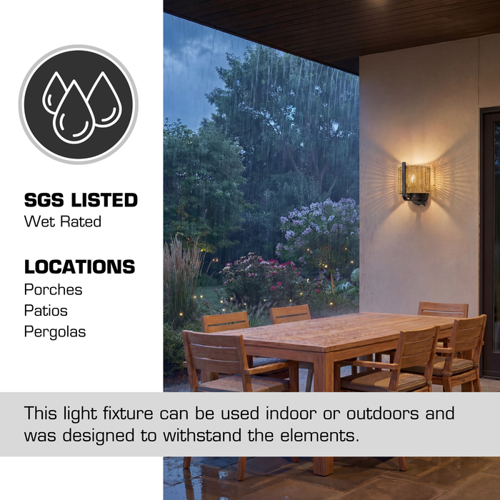 1 Light Outdoor Wall Matte Black with Beige Shade