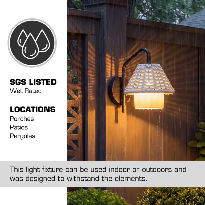 1 Light Outdoor Wall Bronze with Light Gray and White Shade