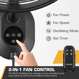 MULE Oscillating Wet-Rated Wall Fan XL with Remote