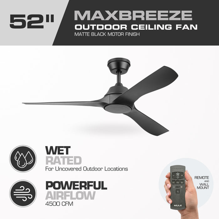 52 Inch MULE Max Breeze™ Matte Black Outdoor Ceiling Fan