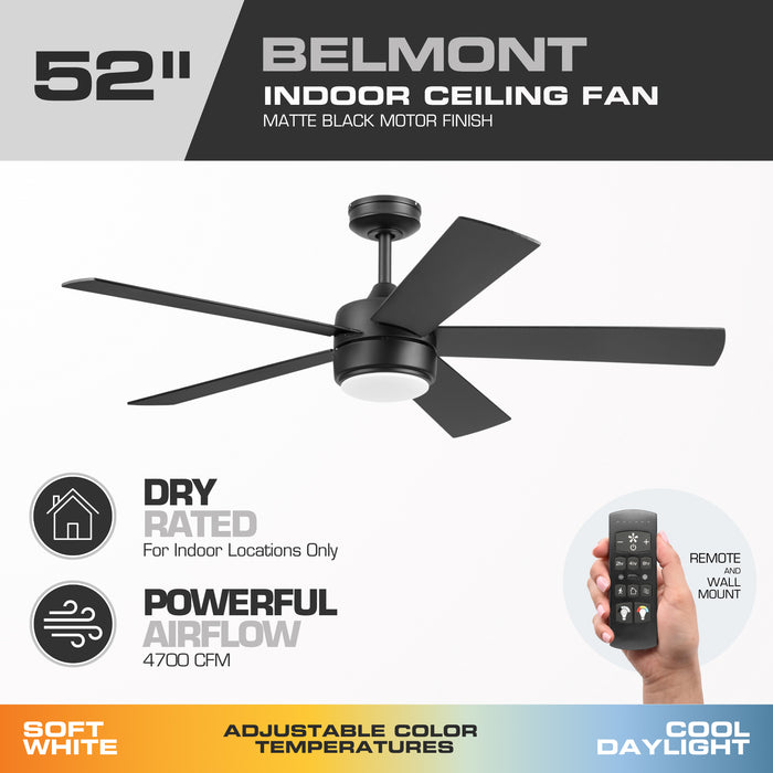 52 Inch MULE Belmont Matte Black Indoor Ceiling Fan