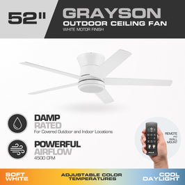 52 Inch MULE Grayson White Indoor/Covered Outdoor Ceiling Fan