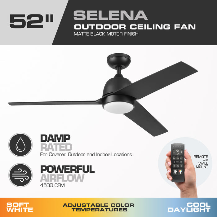 52 Inch MULE Selana Matte Black Indoor/Covered Outdoor Ceiling Fan