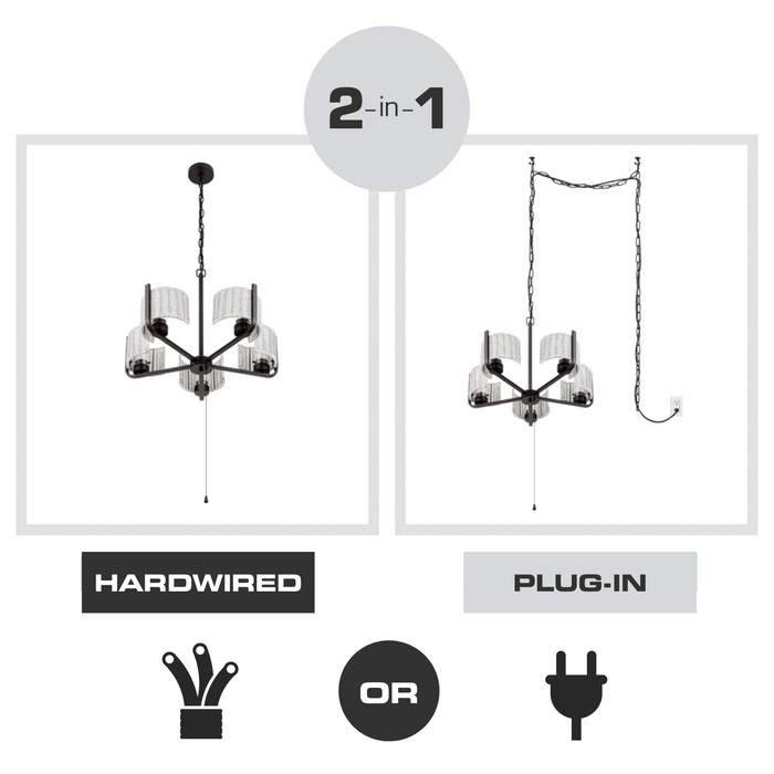 5 Light Outdoor Chandelier Bronze with Gray Shades