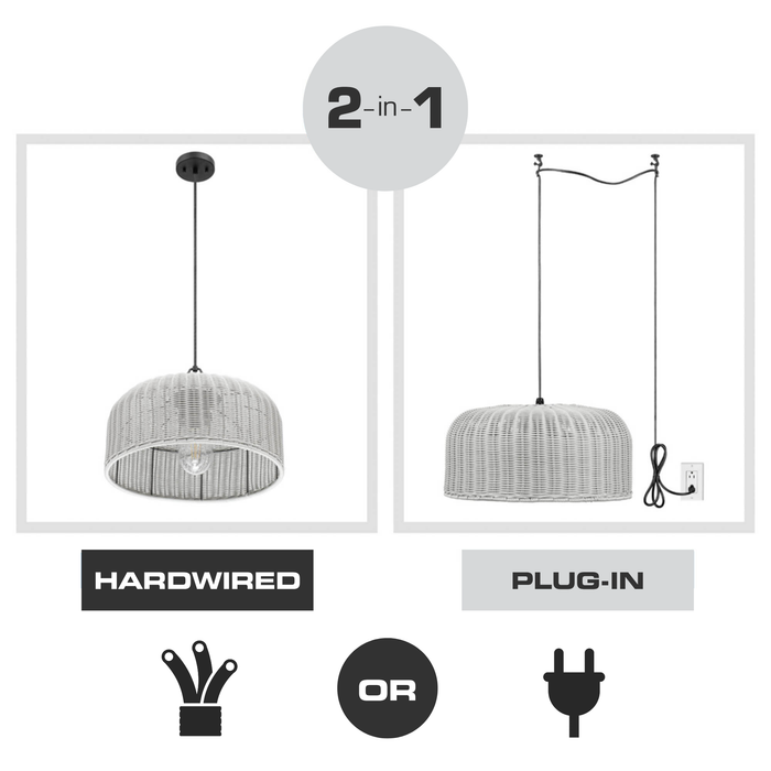 1 Light Outdoor Pendant Matte Black with Light Gray Shade