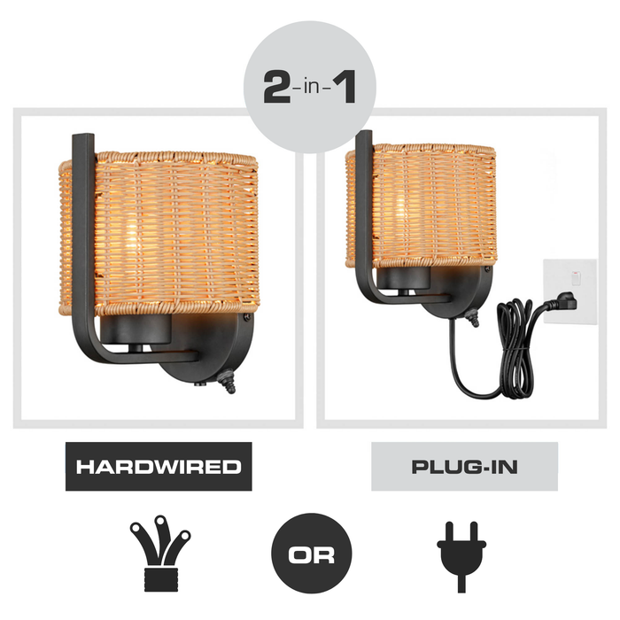 1 Light Outdoor Wall Matte Black with Beige Shade