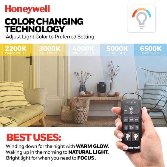 52 Inch Honeywell Lynton Matte Black Ceiling Fan with Light and Remote