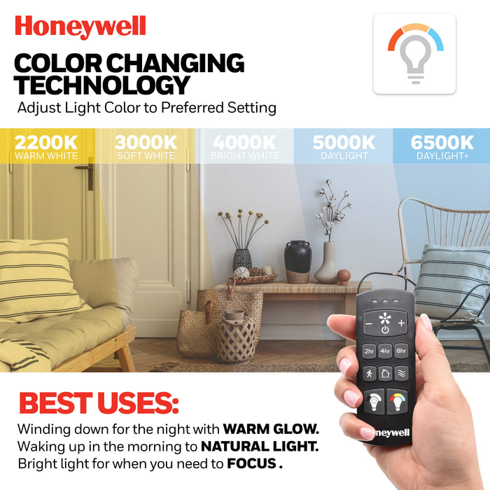 52 Inch Honeywell Lynton Matte Black Ceiling Fan with Light and Remote