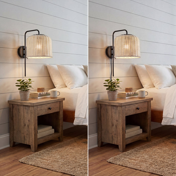 1 Light Outdoor Wall Matte Black with Light Gray Shade