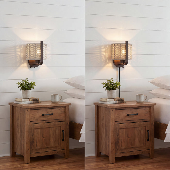1 Light Outdoor Wall Bronze with Light Gray Shade