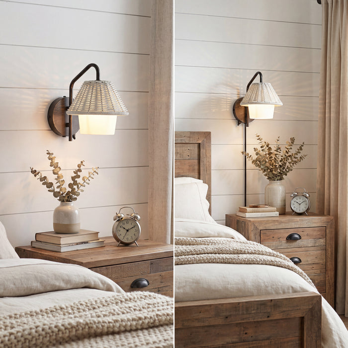 1 Light Outdoor Wall Bronze with Light Gray and White Shade