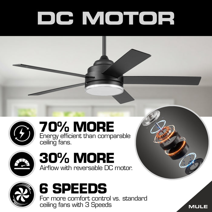 52 Inch MULE Carver Matte Black Indoor Ceiling Fan