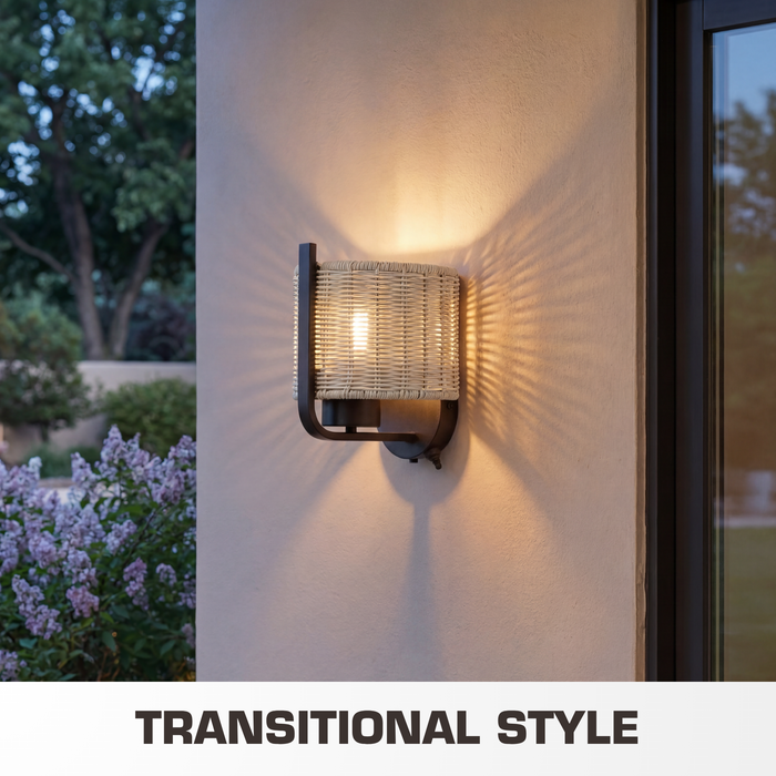 1 Light Outdoor Wall Bronze with Light Gray Shade