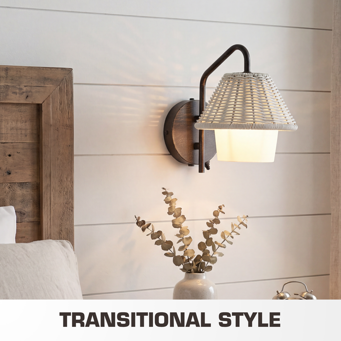 1 Light Outdoor Wall Bronze with Light Gray and White Shade