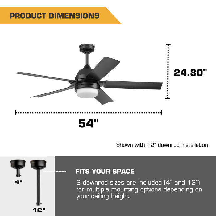 MULE F5 54” Wet-Rated Ceiling Fan