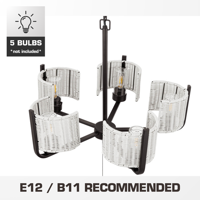 5 Light Outdoor Chandelier Bronze with Gray Shades