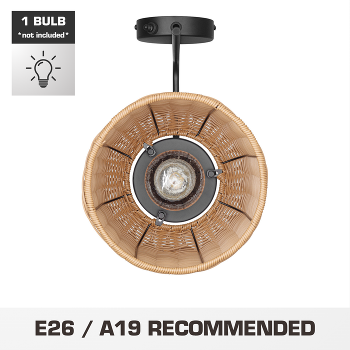 1 Light Outdoor Wall Matte Black with Beige Shade