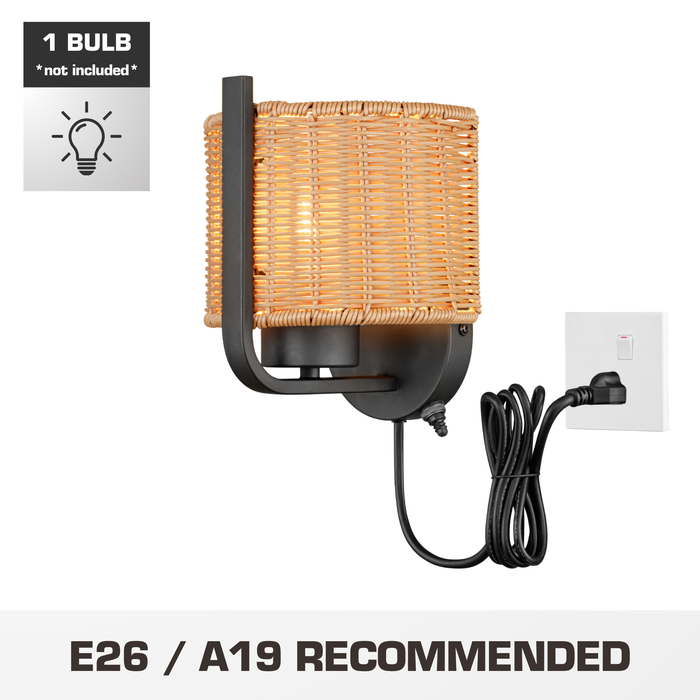 1 Light Outdoor Wall Matte Black with Beige Shade