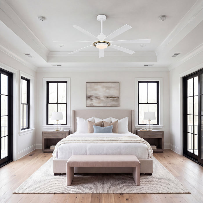70 Inch MULE Sterling White and Gold Indoor/Covered Outdoor Ceiling Fan